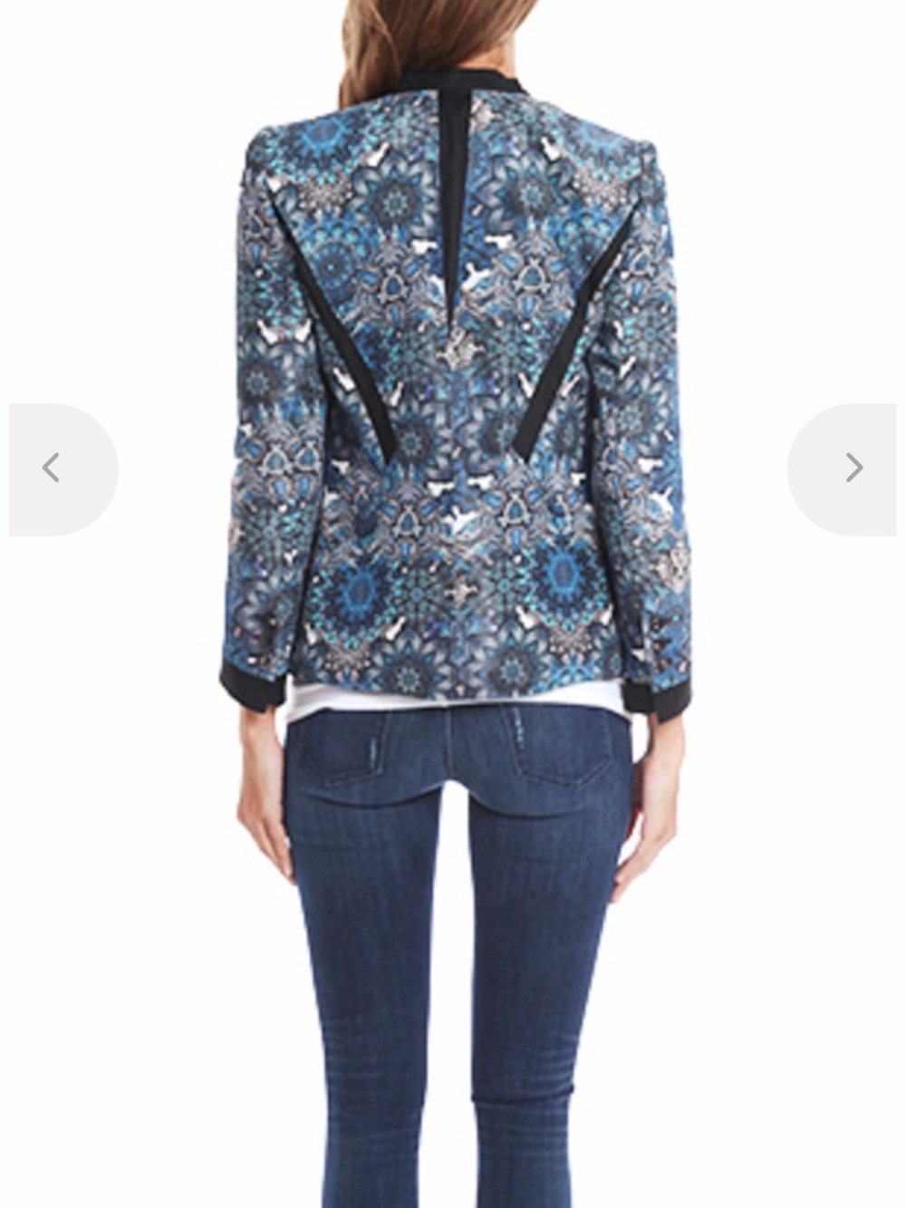 Helmut Lang Printed Blazer Size 6 Blue Multi Silk Paisley Designer Statement - Picture 2 of 6